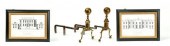 PAIR OF ANDIRONS AND PAIR OF P