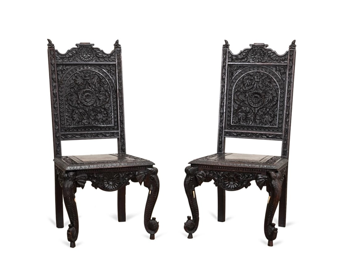 PAIR OF ANGLO-INDIAN CARVED