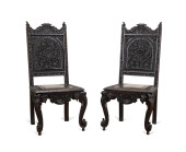 PAIR OF ANGLO-INDIAN CARVED CH