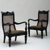 PAIR OF ANGLO-INDIAN CARVED EB