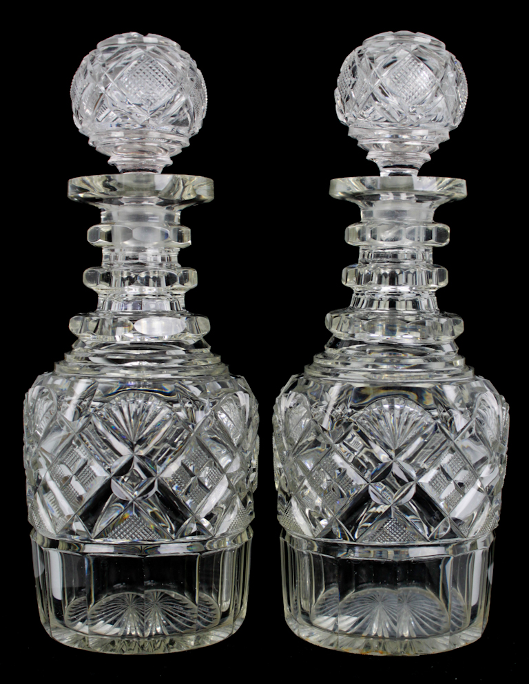 PAIR OF ANGLO IRISH CUT GLASS