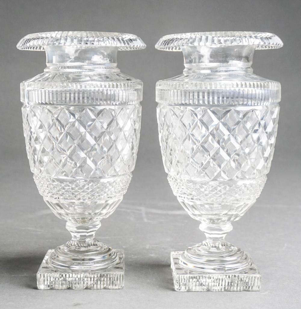 PAIR OF ANGLO-IRISH CUT CRYSTAL