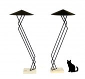 PAIR OF ANGULAR BLACK FLOOR LA