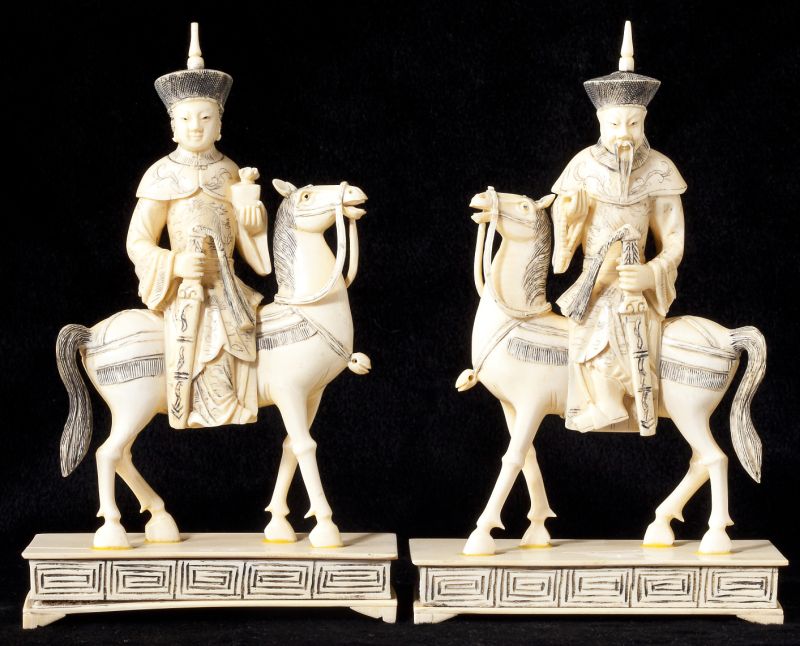 Pair of Antique Asian Ivory Figures