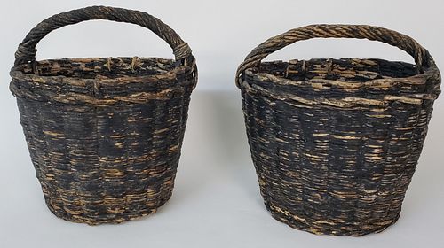 PAIR OF ANTIQUE BLACK PAINTED