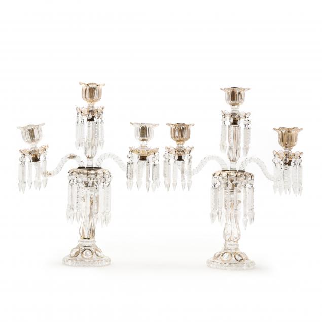 PAIR OF ANTIQUE BOHEMIAN DROP PRISM