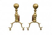 PAIR OF ANTIQUE BRASS ANDIRONS