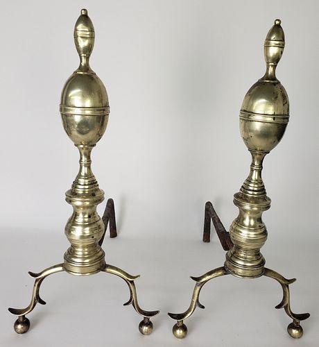 PAIR OF ANTIQUE BRASS NEW YORK