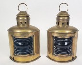 PAIR OF ANTIQUE BRASS PORT AND