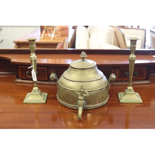 Pair of antique brass square base
