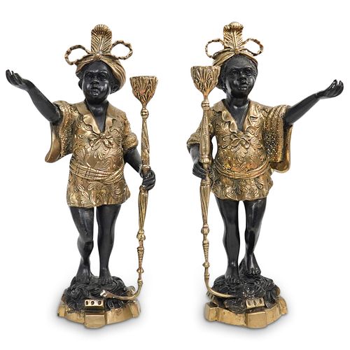 PAIR OF ANTIQUE BRONZE BLACKAMOOR