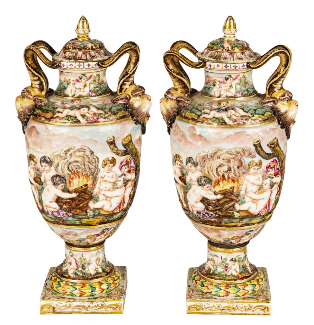 PAIR OF ANTIQUE CAPODIMONTE