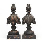 PAIR OF ANTIQUE CARVED WOOD MO