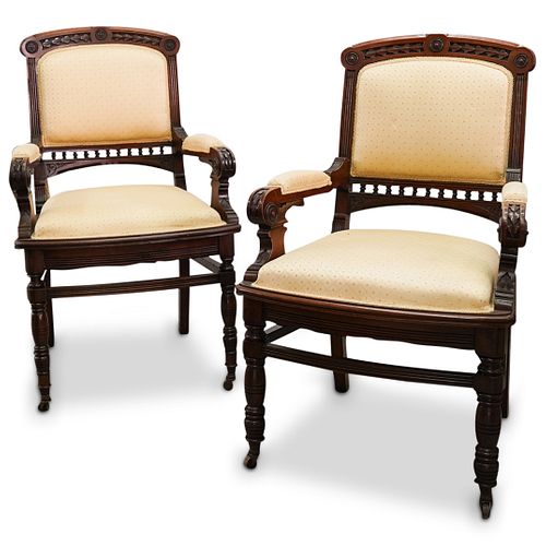 PAIR OF ANTIQUE CARVED WOOD AND