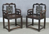 PAIR OF ANTIQUE CHINESE HARDWO
