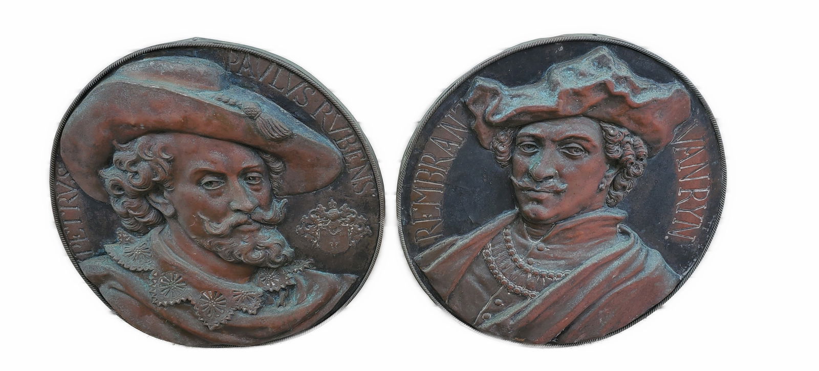 PAIR OF ANTIQUE COPPER BAS-RELIEF