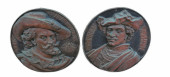 PAIR OF ANTIQUE COPPER BAS-REL