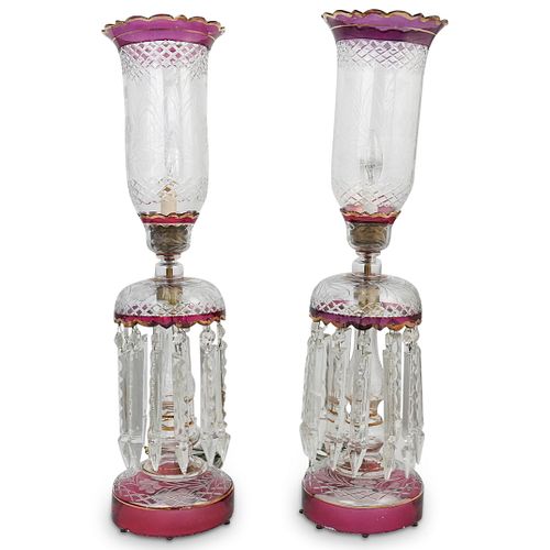 PAIR OF ANTIQUE CRYSTAL LUSTER
