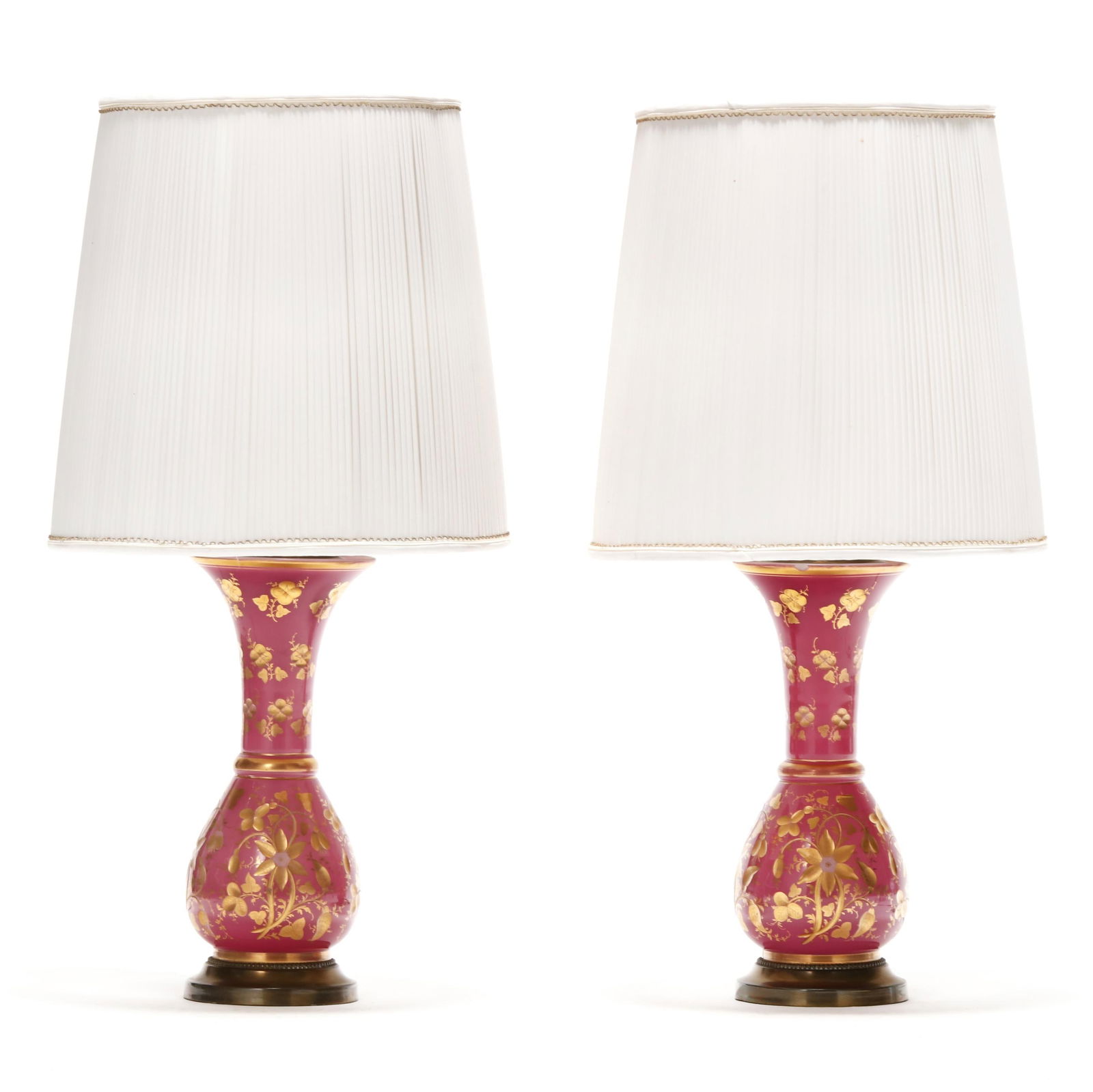 PAIR OF ANTIQUE ENGRAVED AND GILT
