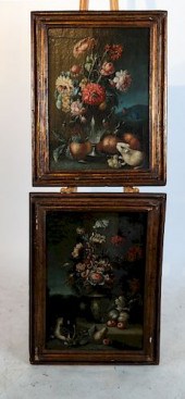 PAIR OF ANTIQUE FLORAL STILL L