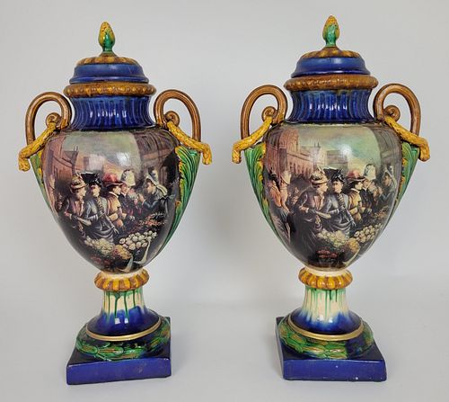 PAIR OF ANTIQUE FRENCH DECOUPAGE