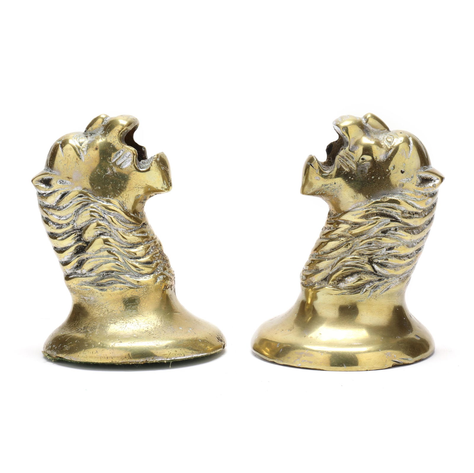 PAIR OF ANTIQUE GILT BRASS LION'S