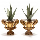 PAIR OF ANTIQUE GILTWOOD URNS