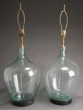 PAIR OF ANTIQUE GLASS DEMIJOHN