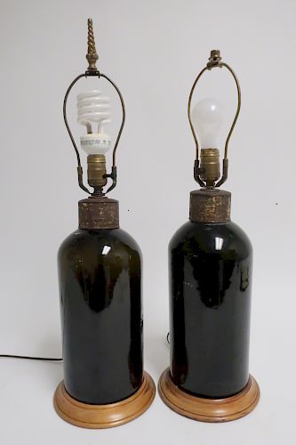 PAIR OF ANTIQUE GLASS VESSELS AS