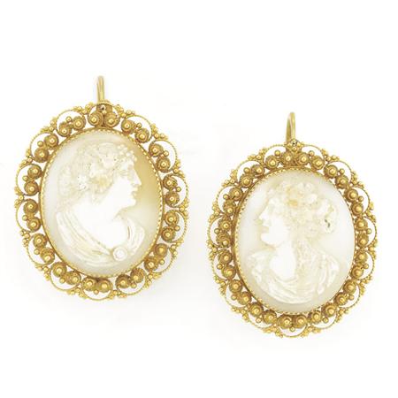 Pair of Antique Gold and Shell
