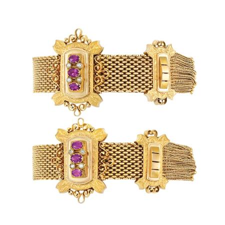 Pair of Antique Gold, Garnet and