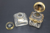 PAIR OF ANTIQUE INK WELLS, CLE