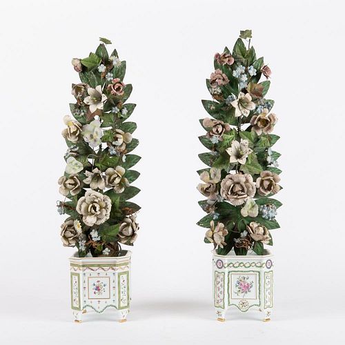 PAIR OF ANTIQUE ITALIAN TOLE FLOWER