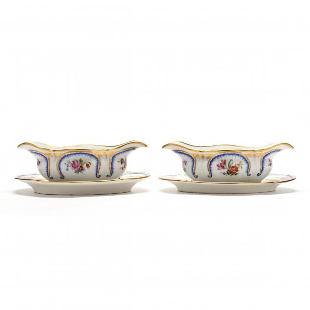 PAIR OF ANTIQUE KPM BERLIN SAUCE
