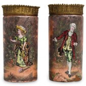 PAIR OF ANTIQUE LIMOGES ENAMEL