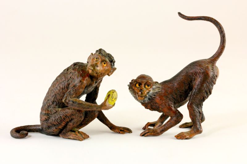 Pair of Antique Painted Bronze
