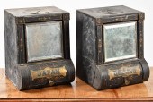 PAIR OF ANTIQUE PAINTED TIN TE