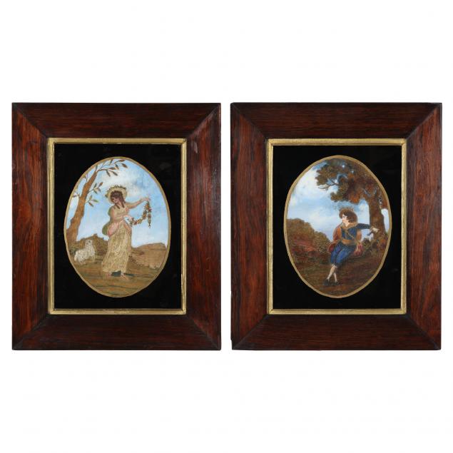 PAIR OF ANTIQUE PICTORIAL