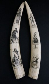 PAIR OF ANTIQUE PICTORIAL SCRI