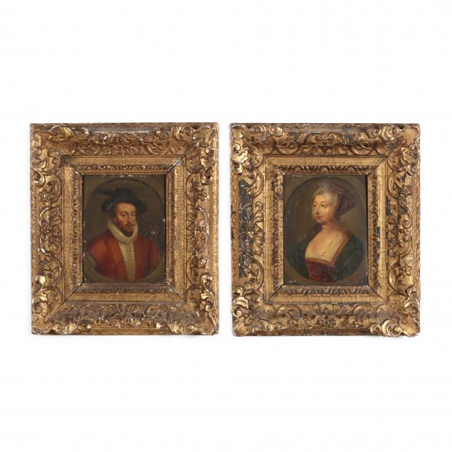 PAIR OF ANTIQUE PORTRAITS PICTURING