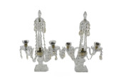 PAIR OF ANTIQUE PRISM HUNG TWO
