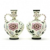 PAIR OF ANTIQUE SATIN GLASS VA