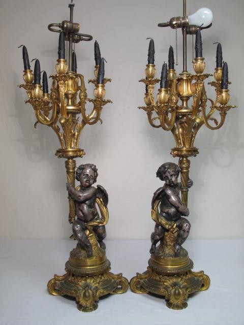 Pair of antique seven arm