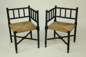 PAIR OF ANTIQUE SPOOL RUSH SEA