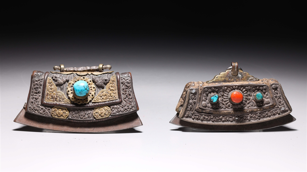 Pair of antique Tibetan fire