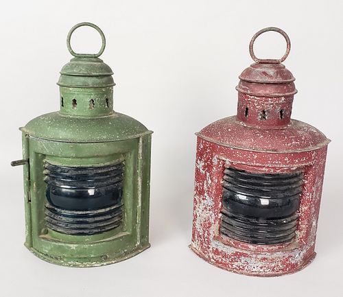 PAIR OF ANTIQUE TIN PORT AND