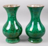 PAIR OF APPLE GREEN CRACKLE-GL