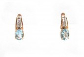 PAIR OF AQUAMARINE AND DIAMOND