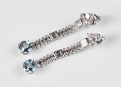 PAIR OF AQUAMARINE AND DIAMOND