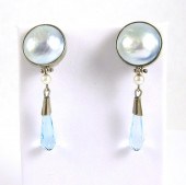 PAIR OF AQUAMARINE AND MABE PE